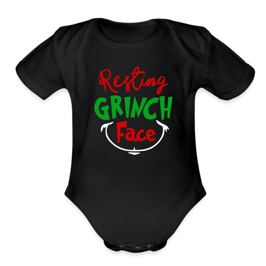 âResting Grinch Faceâ-Organic Short Sleeve Baby Bodysuit